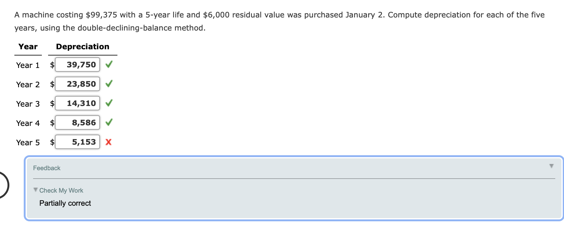 Solved A machine costing $99,375 with a 5-year life and | Chegg.com