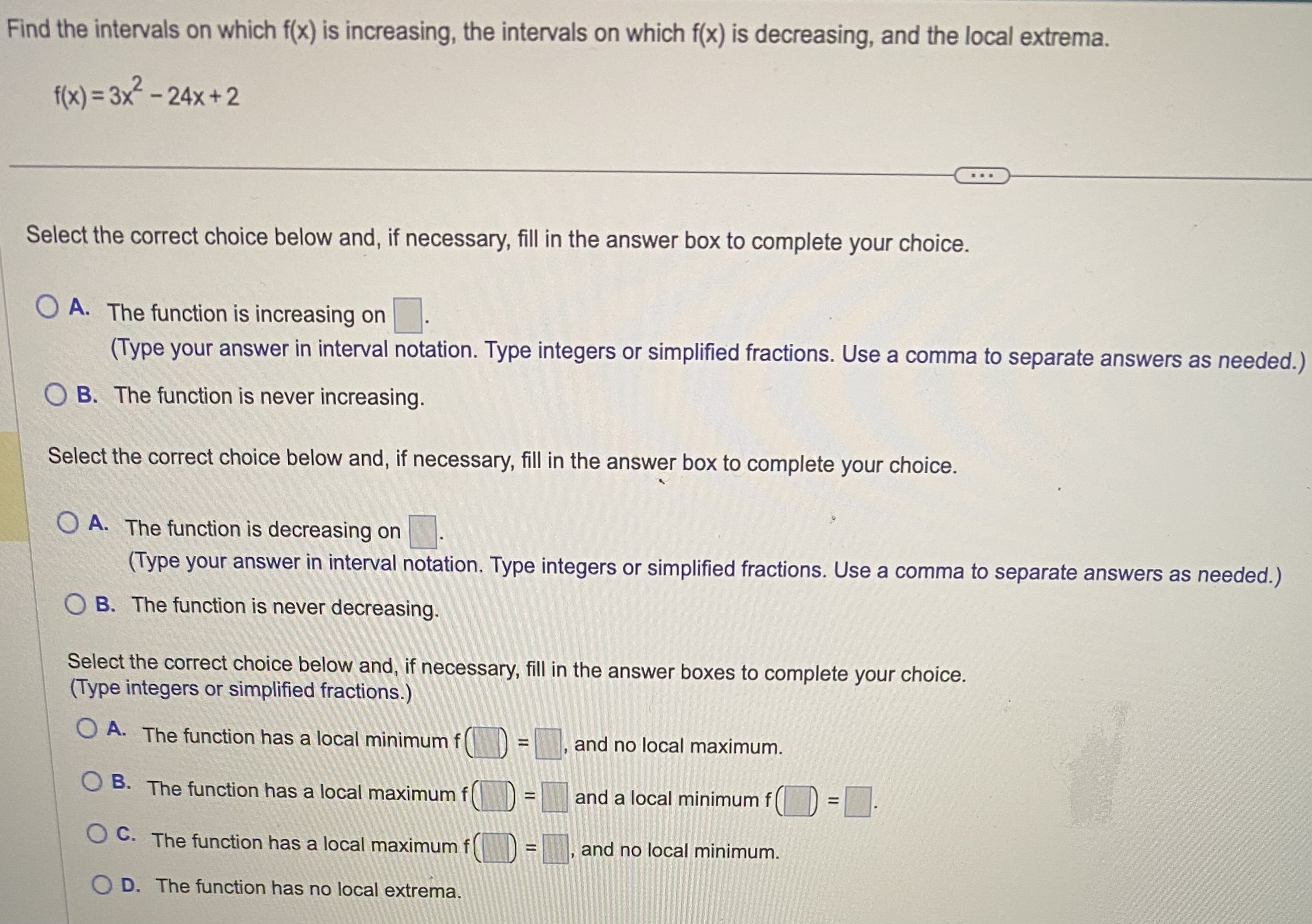 Solved Find the intervals on which f(x) is increasing, the | Chegg.com