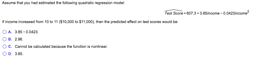 Solved Assume That You Had Estimated The Following Quadratic | Chegg.com