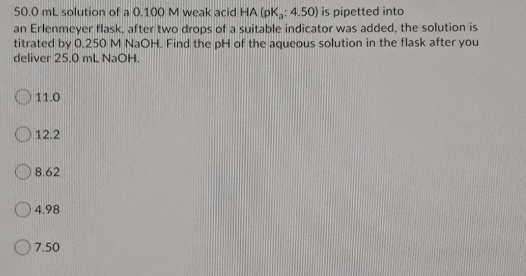 Solved Ml Solution Of A M Weak Acid Ha Pka Chegg Com