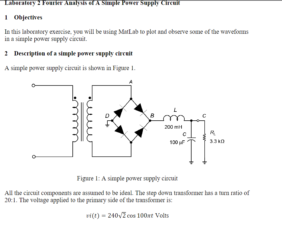 Solved Laboratory 2 Fourier Analysis of A Simple Power | Chegg.com