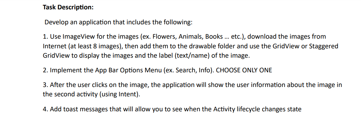 Solved Task Description: Develop an application that | Chegg.com
