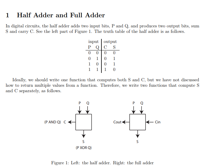Solved 1 Half Adder And Full Adder In Digital Circuits The Chegg Solved 1 Half Adder And Full Adder In Digital Circuits The Chegg
