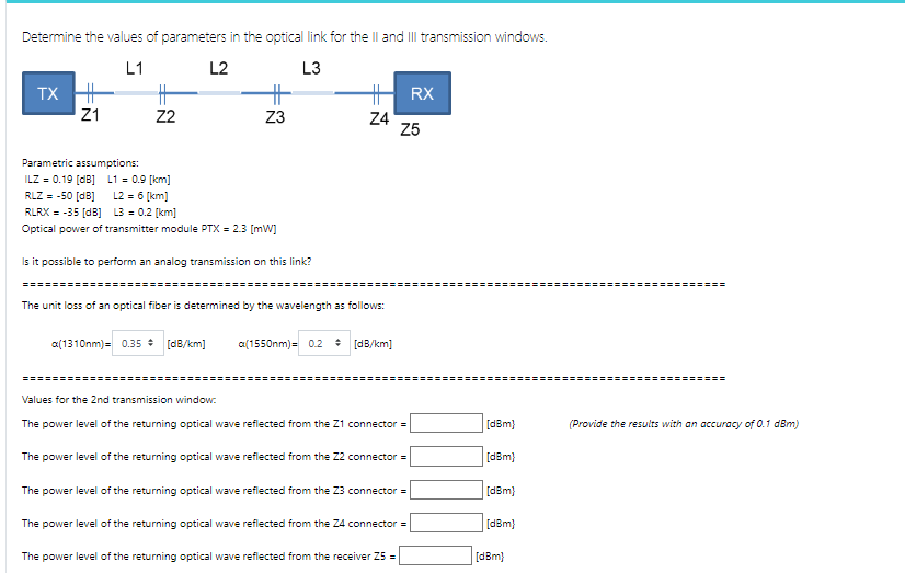 Solved Determine The Values Of Parameters In The Optical | Chegg.com