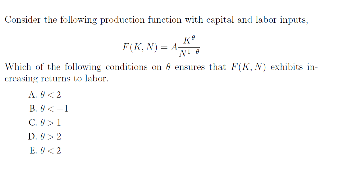 Solved Consider the following production function with | Chegg.com