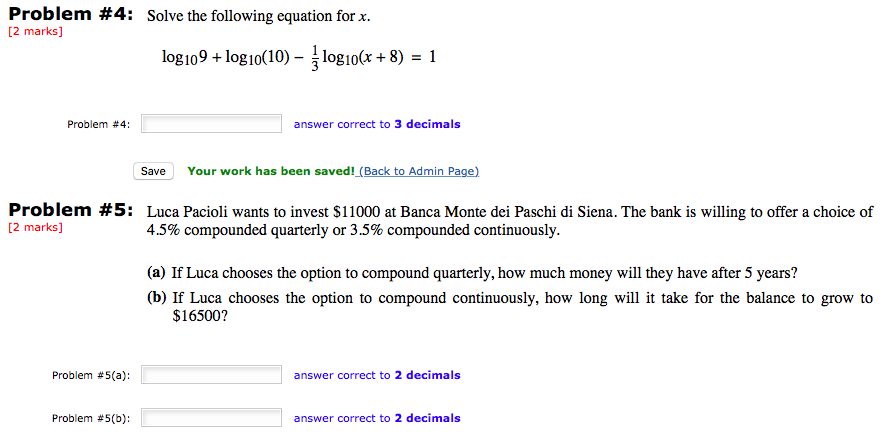 Solved Problem #4: Solve the following equation for x. [2 | Chegg.com