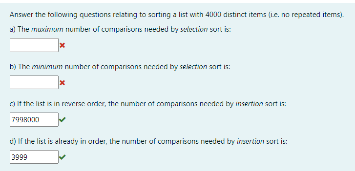 Solved Answer the following questions relating to sorting a | Chegg.com