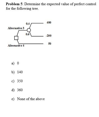 Solved Problem 5: Determine the expected value of perfect | Chegg.com
