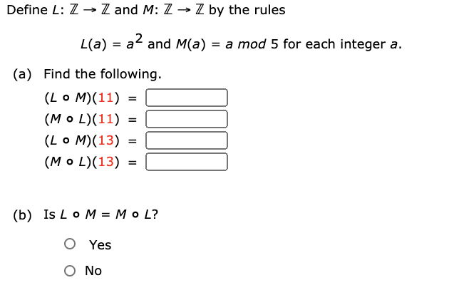 Solved Define L Z → Z And M Z → Z By The Rules L A A 2