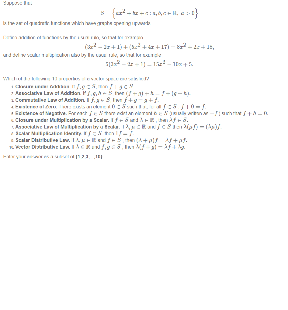 Solved i have some algebra questions about vector space chegg