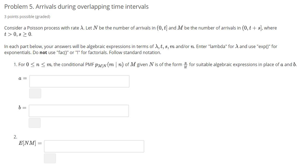 Solved problem 5 arrivals during overlapping time intervals chegg