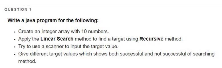 Solved QUESTION 1 Write a java program for the following: • | Chegg.com