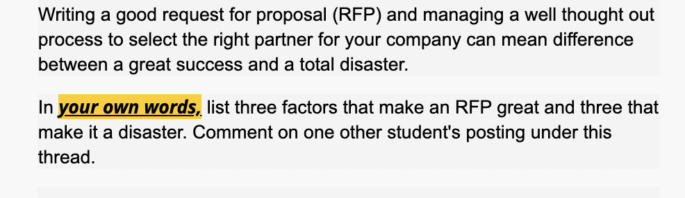 Solved Writing A Good Request For Proposal (RFP) And | Chegg.com