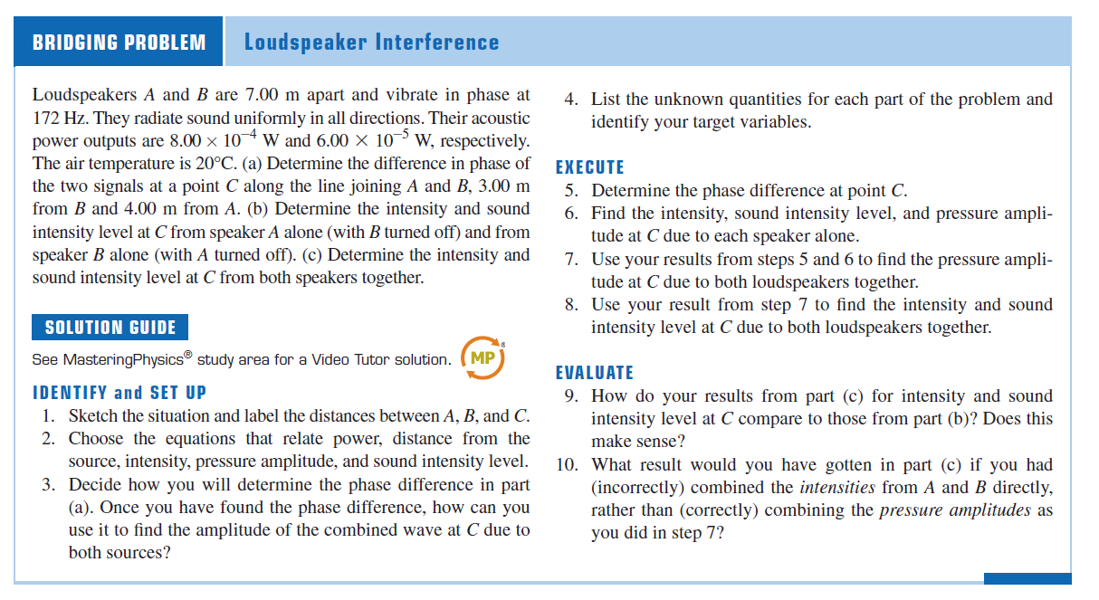 Solved BRIDGING PROBLEM Loudspeaker Interference 4. List the | Chegg.com