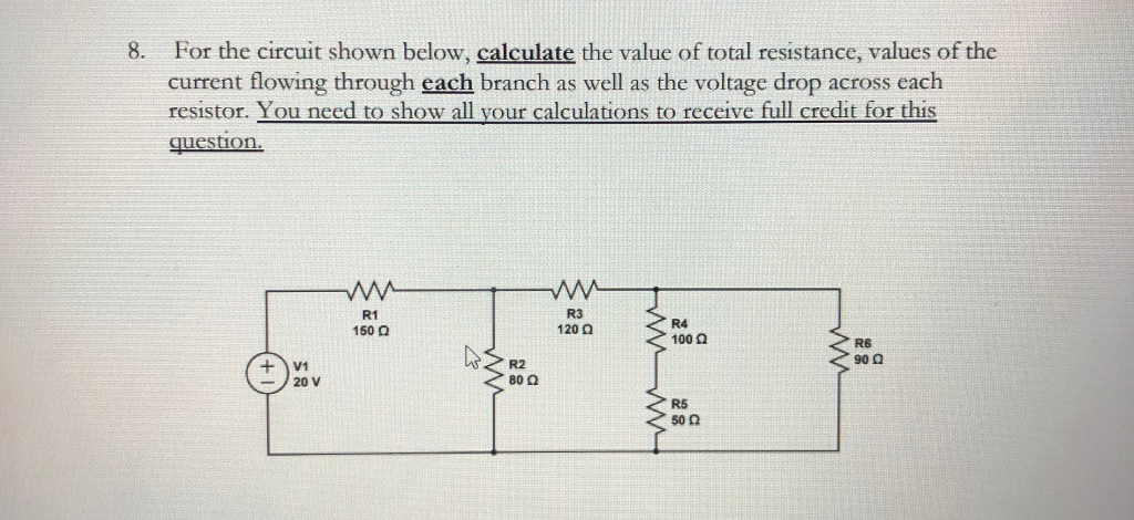 Solved For the circuit shown below, calculate the value of | Chegg.com