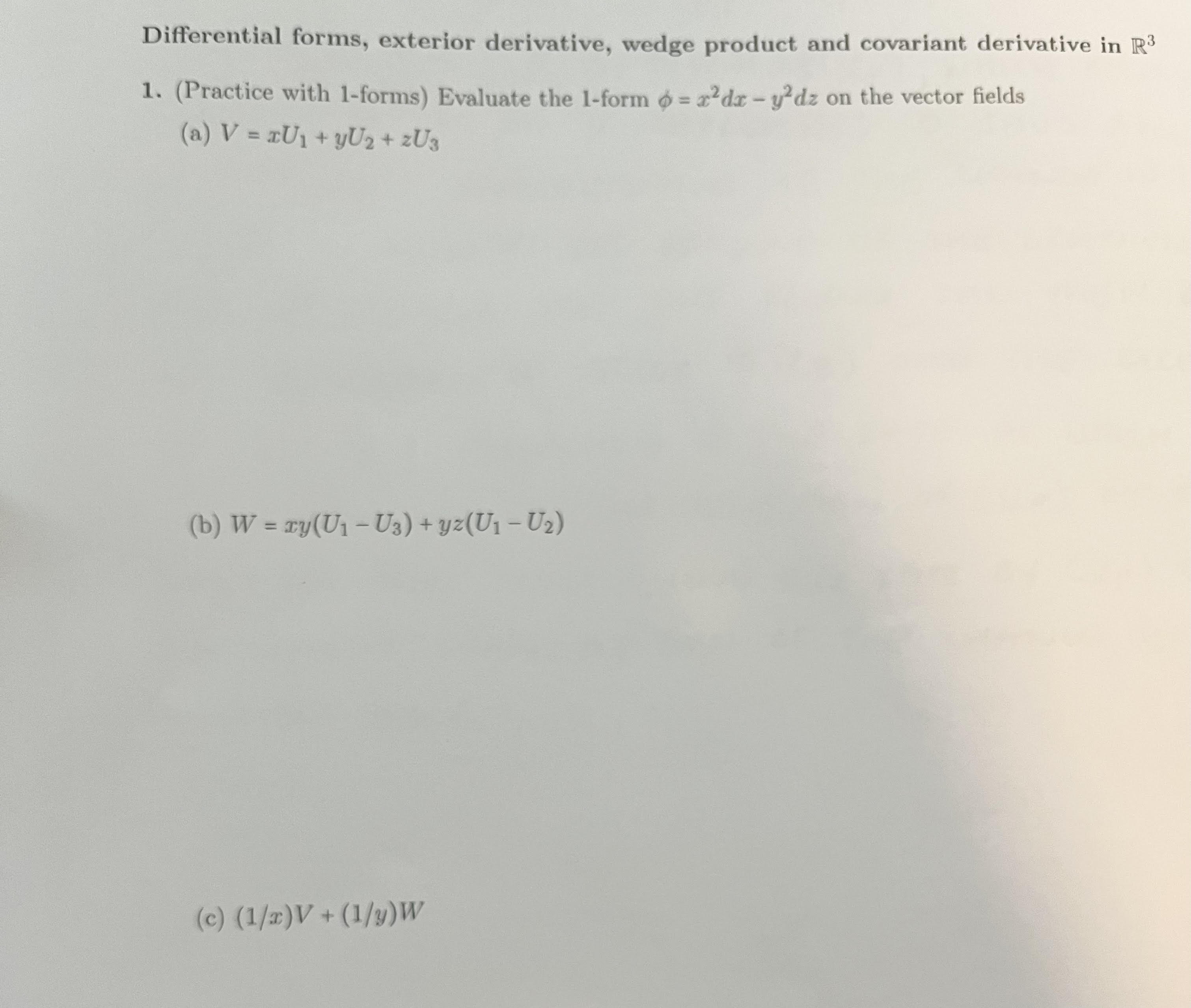 Differential forms, exterior derivative, wedge | Chegg.com