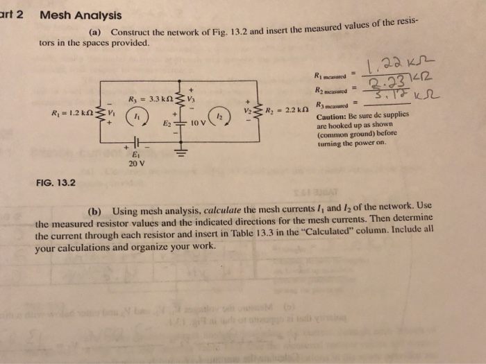 Solved Part 2 Mesh Analysis: Construct the network of fig | Chegg.com