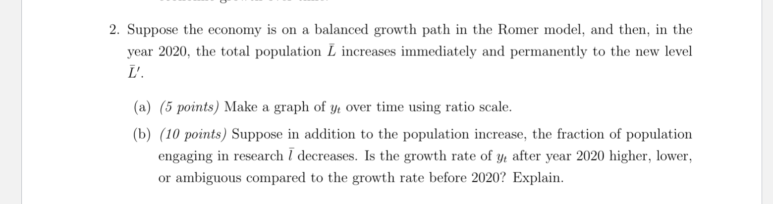 Solved 2. Suppose the economy is on a balanced growth path | Chegg.com
