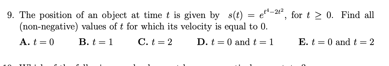 Solved = 9. The position of an object at time t is given by | Chegg.com