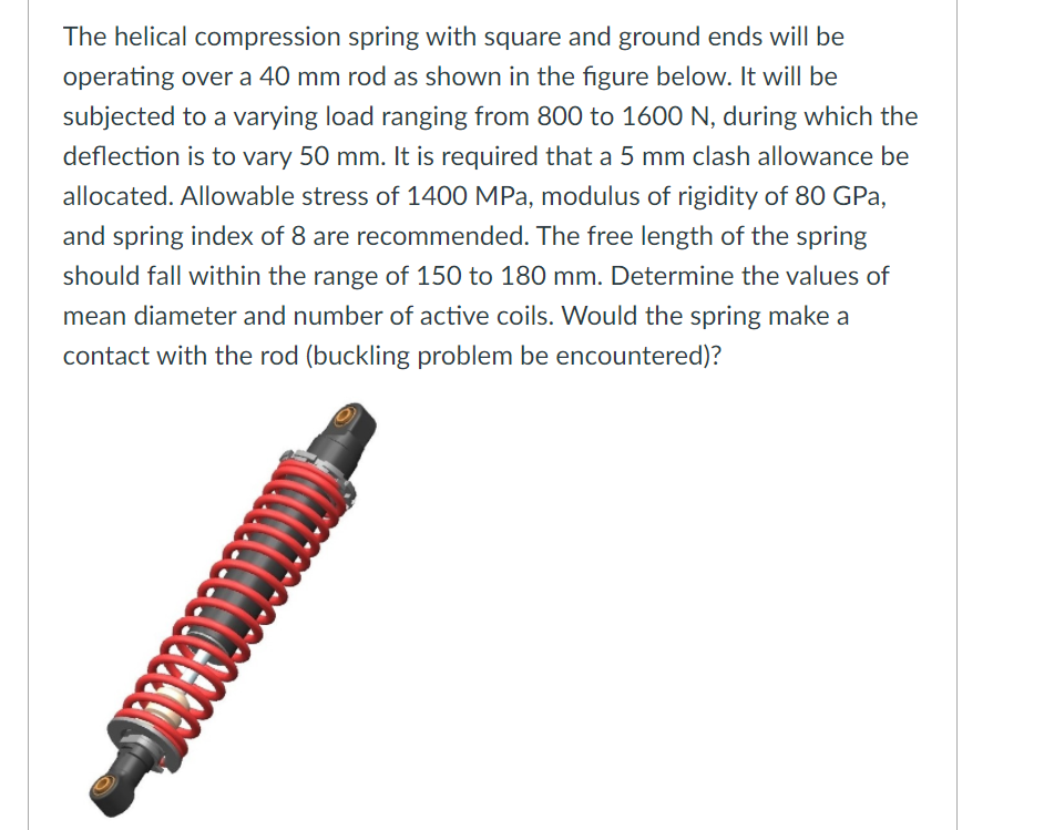 Solved The helical compression spring with square and ground