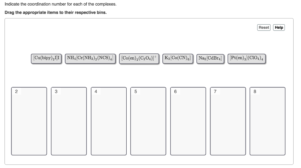 Solved Indicate the coordination number for each of the | Chegg.com