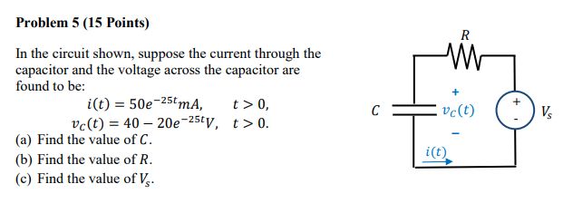 Solved R M Problem 5 (15 Points) In the circuit shown, | Chegg.com