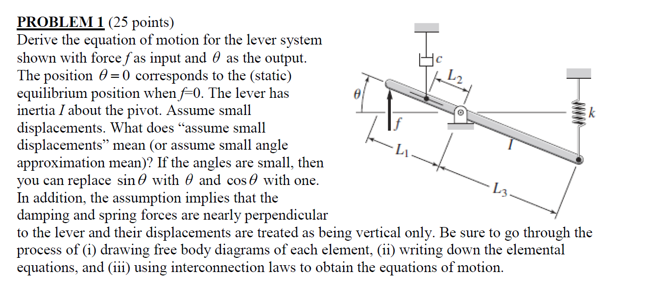 Solved O PROBLEM 1 (25 points) Derive the equation of motion | Chegg.com