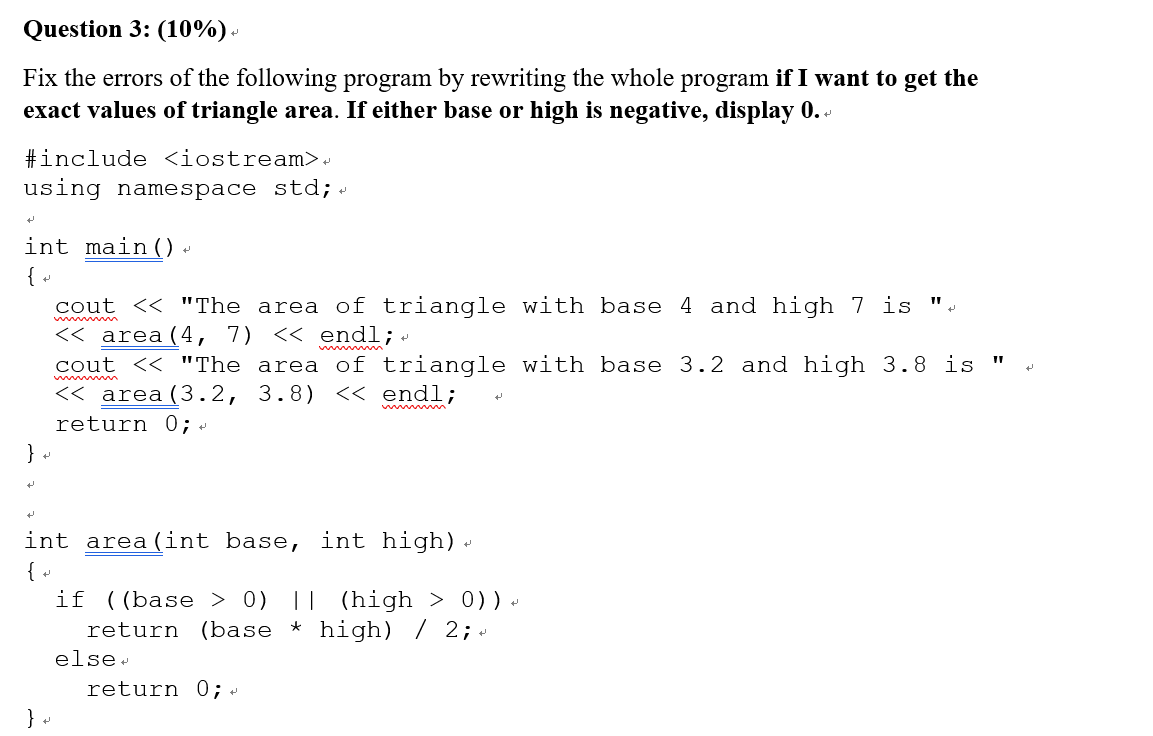 Solved Question 3: (10%) Fix the errors of the following | Chegg.com