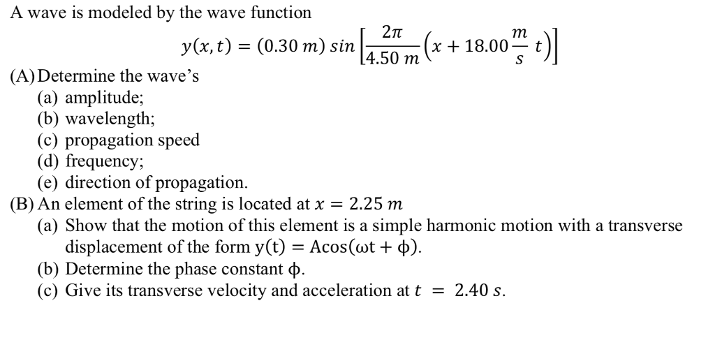 Solved A wave is modeled by the wave function 2Tt y(x, t) | Chegg.com