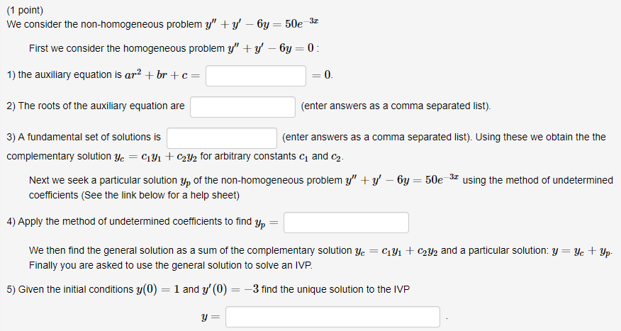 Solved (1 point) First we consider the homogeneous problem | Chegg.com