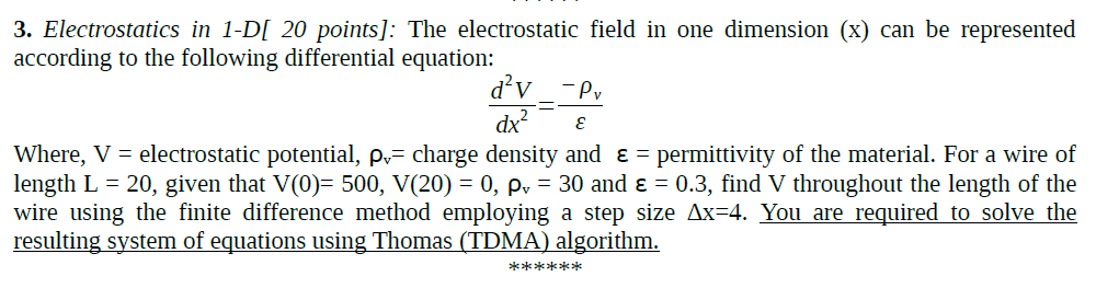 Solved E 3. Electrostatics in 1-D[ 20 points]: The | Chegg.com