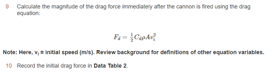 Solved Data Table 3: Changing the Drag Coefficient of a | Chegg.com