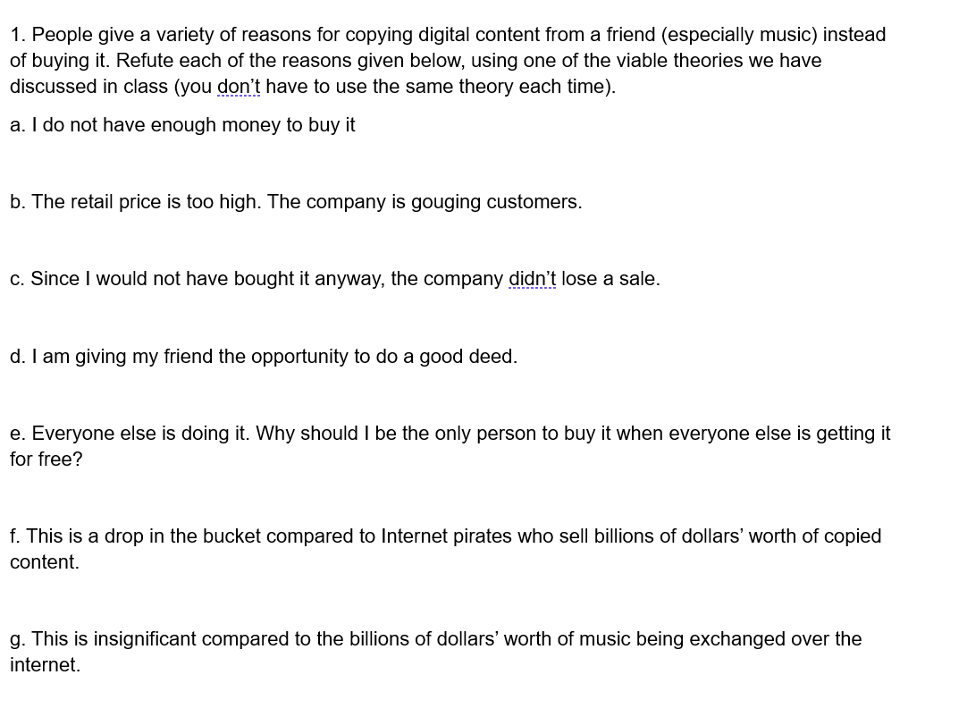 Solved 1. People give a variety of reasons for copying