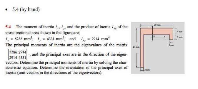 Solved 5.4 The moment of inertia Ix,Iy, and the product of | Chegg.com