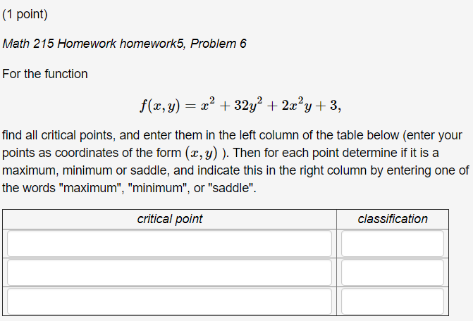 Solved (1 poimi) Math 215 Homework homework5, Problem 6 For | Chegg.com