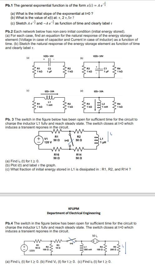 Solved Pb.1 The general exponential function is of the form | Chegg.com