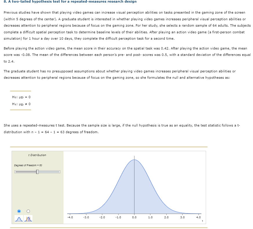 Solved 8. A two-tailed hypothesis test for a | Chegg.com