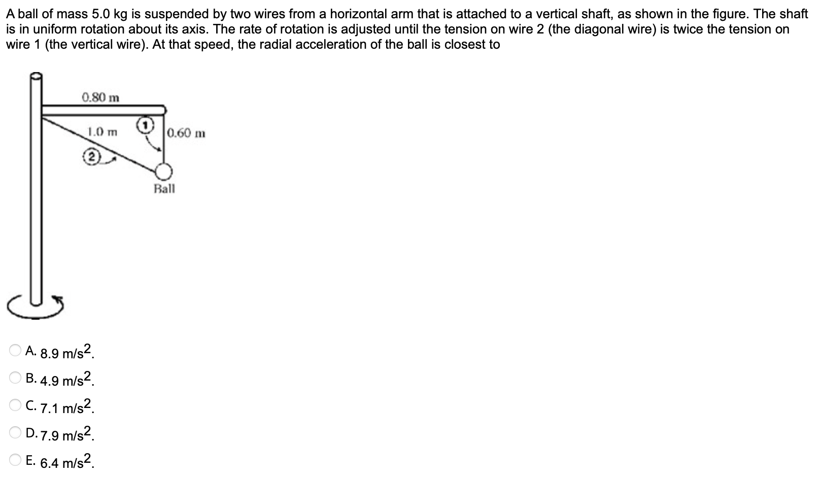 Solved A Ball Of Mass 5.0 Kg Is Suspended By Two Wires From | Chegg.com