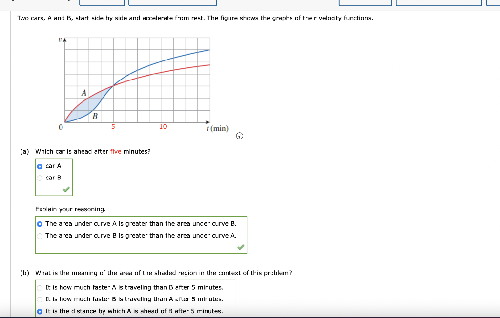 Solved Two cars, A and B, start side by side and accelerate