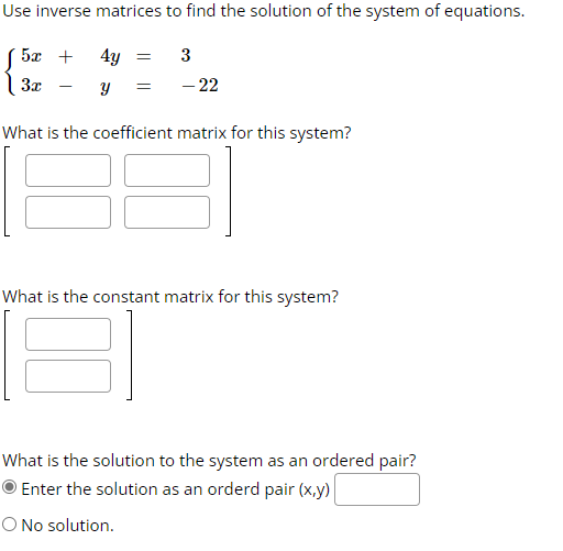 Solved Use inverse matrices to find the solution of the | Chegg.com
