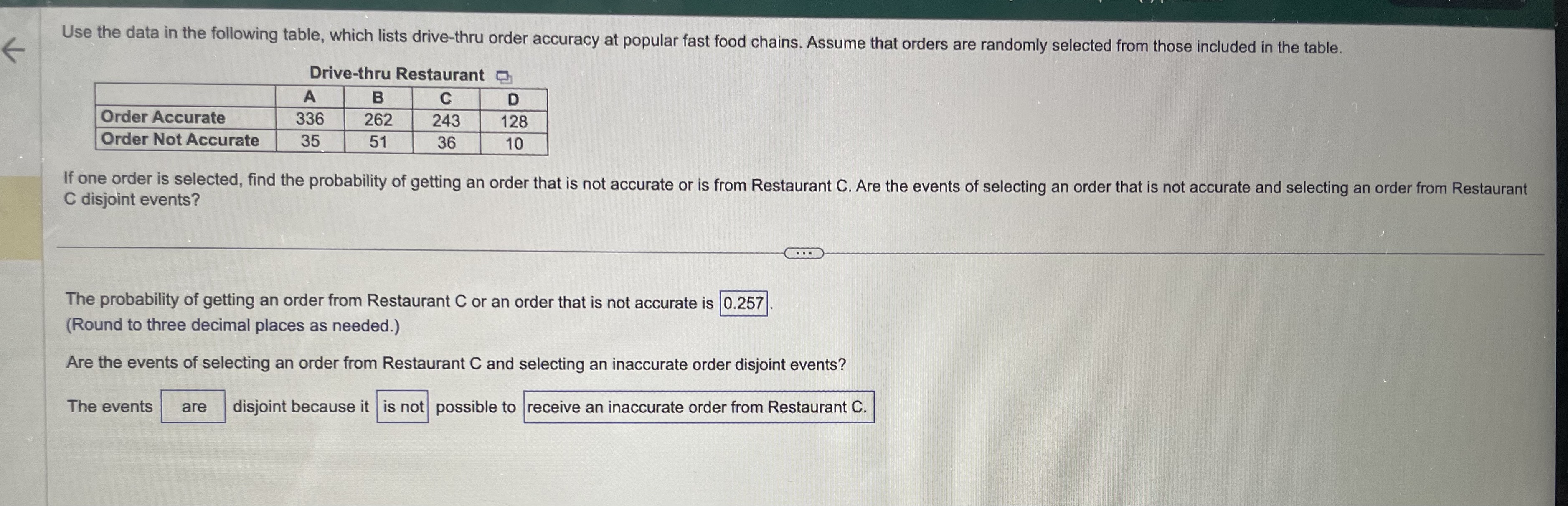 C disjoint events? The probability of getting an | Chegg.com