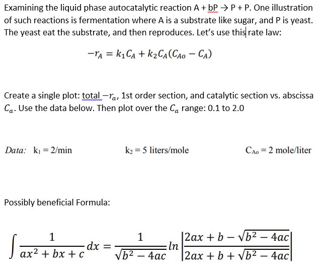 Solved Kinetics Question Can Use Excel Or By Hand To Make | Chegg.com