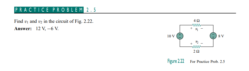 Solved Find V1 And V2 In The Circuit Of Fig. 2.22. Answer: | Chegg.com