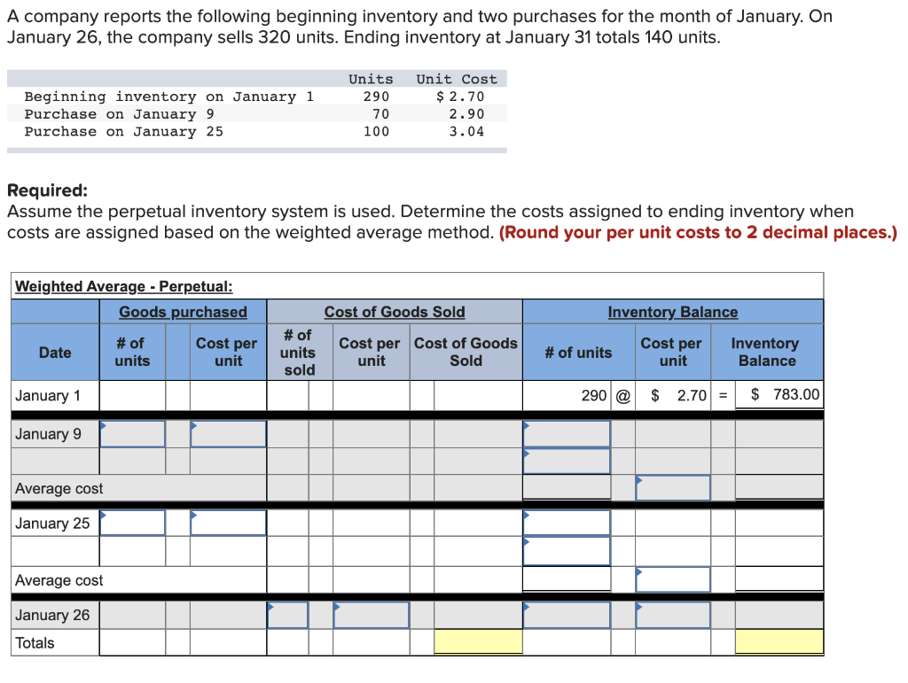 Solved A company reports the following beginning inventory | Chegg.com