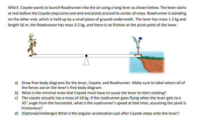 Solved Wile E. Coyote wants to launch Roadrunner into the | Chegg.com