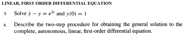 Solved LINEAR, FIRST ORDER DIFFERENTIAL EQUATION 3. Solve y | Chegg.com