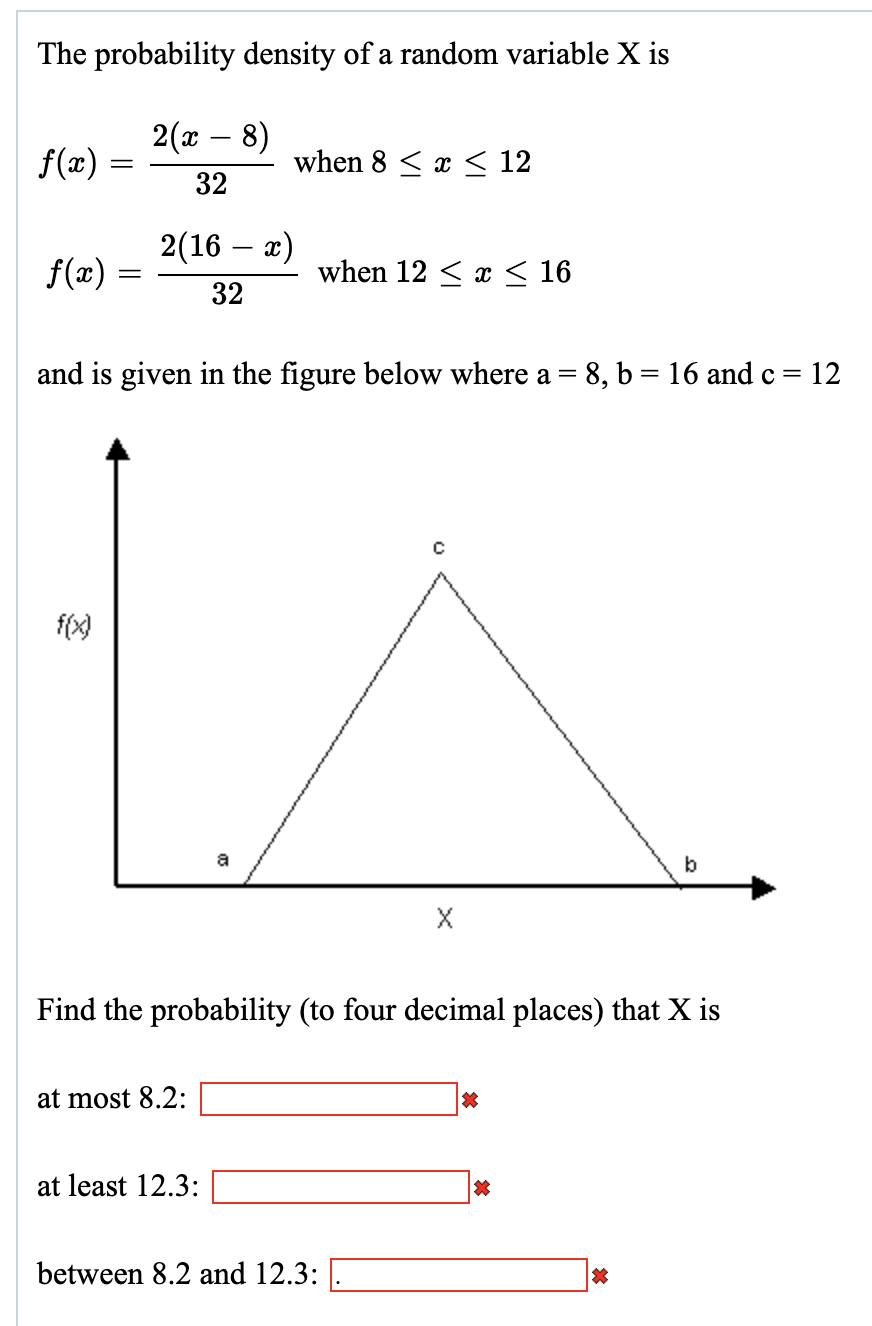 Solved The probability density of a random variable X is 2(x | Chegg.com