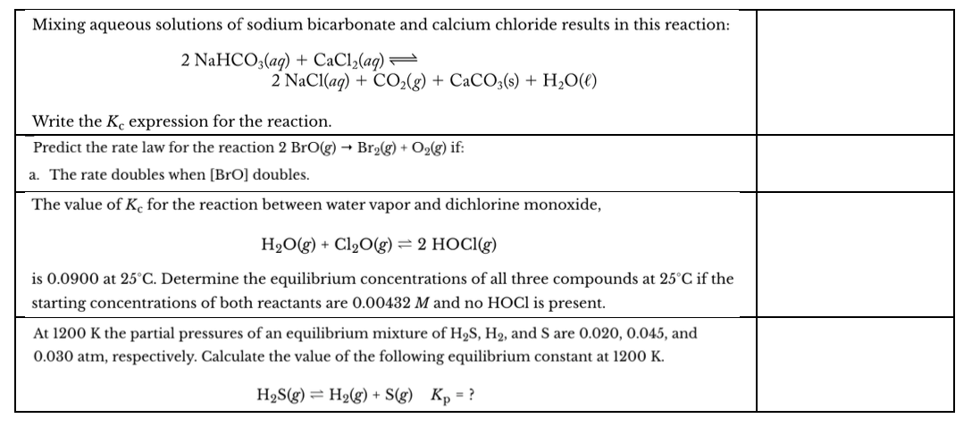 Solved Mixing aqueous solutions of sodium bicarbonate and | Chegg.com