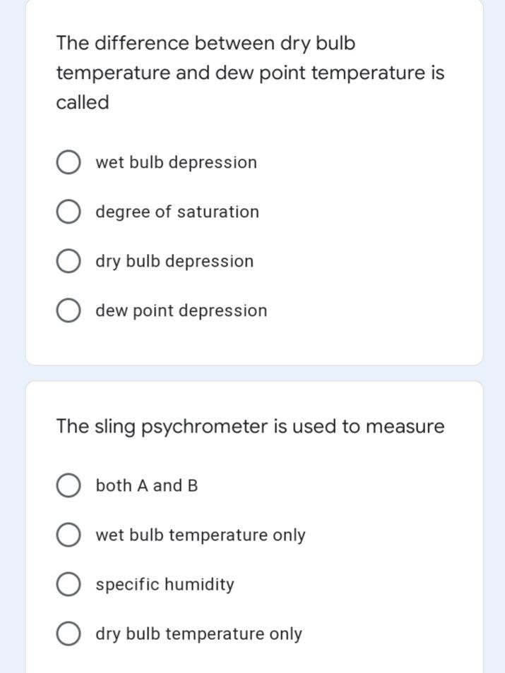 Temperatures - Dry Bulb/Web Bulb/Dew Point