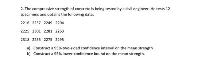 Solved 2. The Compressive Strength Of Concrete Is Being | Chegg.com